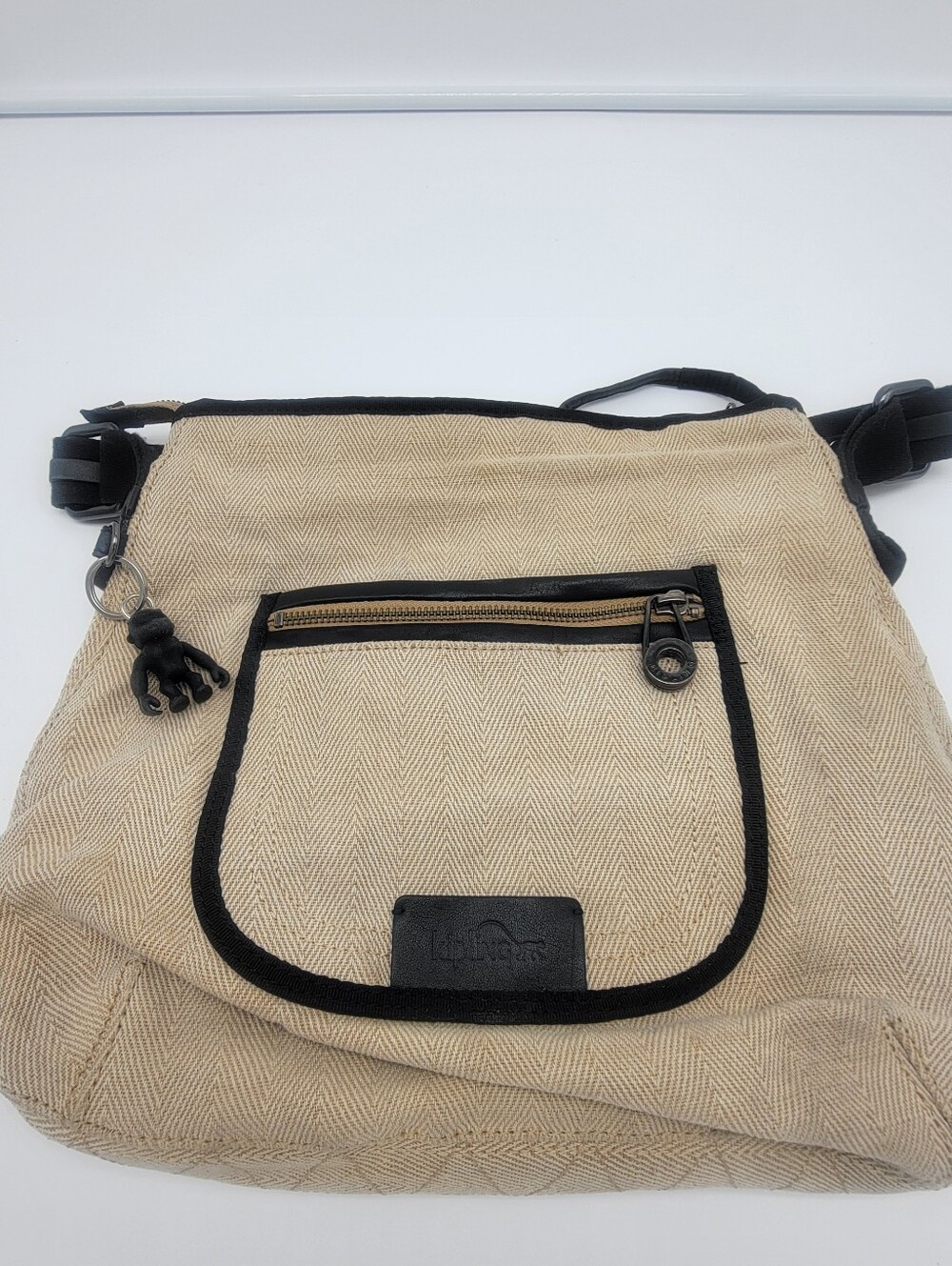 Kipling Beige and Black Messenger Crossbody